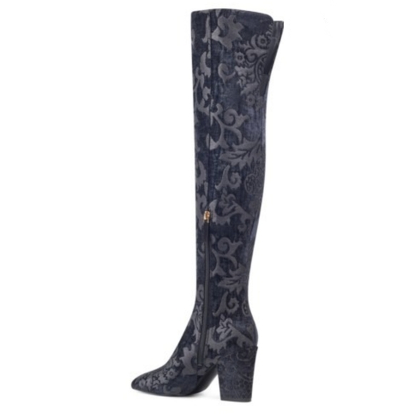 Stunning Brocade Print Nine West OTK Boots - Picture 3 of 8